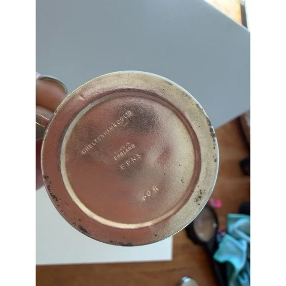 Vintage Cheltenham & Co Silver Plate Mustard Pots Cobalt Blue Glass Set of 2 - Picture 5 of 7